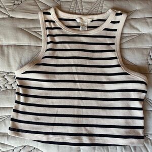 H&M Striped Sleeveless Crop Top